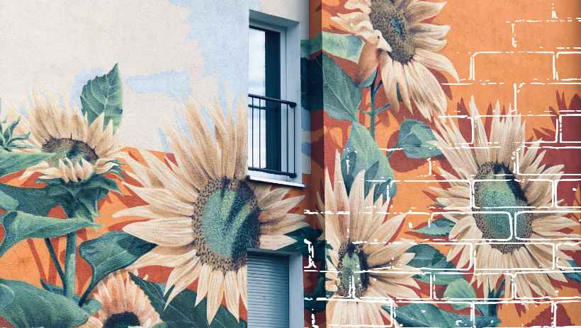 un mural de girasoles